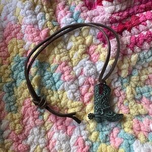 Western Turquoise Boot Pendant Necklace